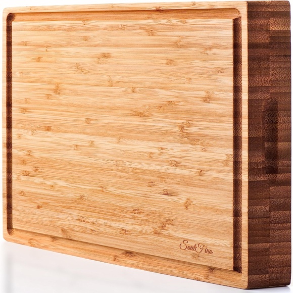 NEW Soulfino EXTRA LARGE Organic Bamboo Cutting Board & Thick Butcher Block - Picture 2 of 6